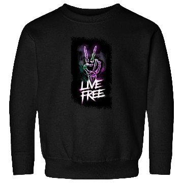 Discover "Live Free Neon Skeleton Hand Design" Sweatshirts