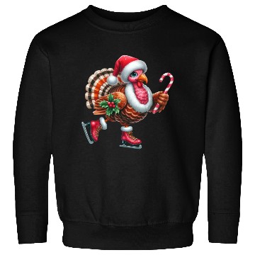 Discover Turkey Ice Skating with Candy Cane and Santa Hat Sweatshirts