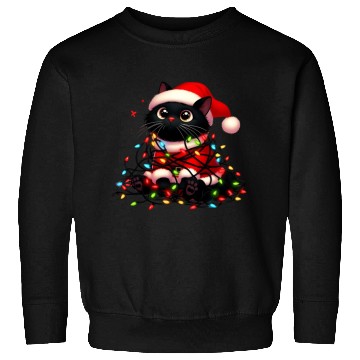 Discover Christmas Kitty Tangled in Holiday Lights Sweatshirts
