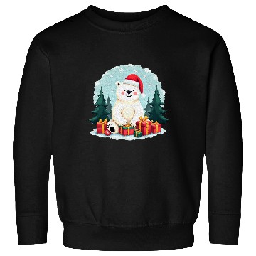 Discover Adorable Polar Bear in Santa Hat Sweatshirts