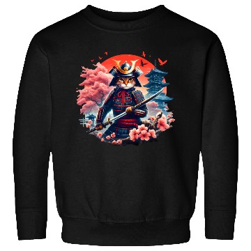 Discover Samurai Cat Graphic Warrior Vintage Japanese Anime Sweatshirts