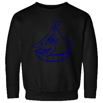 Discover Funny Hippo Old Captain Sails Cute Cartoon Comic Sweatshirts