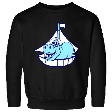 Discover Funny Hippo Old Captain Sails Cute Cartoon Comic Sweatshirts