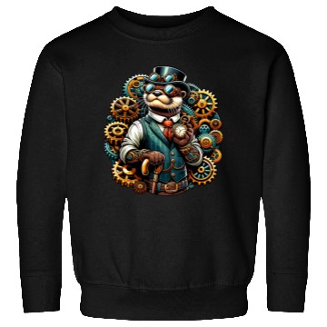 Discover Steampunk Otter with Gears and Clock Sweatshirts