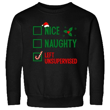 Discover Left Unsupervised Christmas Checklist Sweatshirts