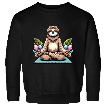 Discover Meditative Sloth with Lotus Flowers Tranquility Sweatshirts