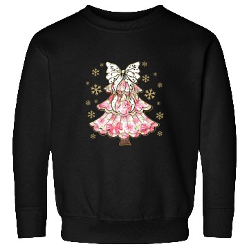 Discover Preppy Pink Coquette Bow Xmas Tree Sweatshirts