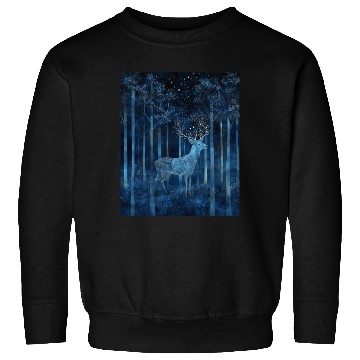 Discover Celestial Deer in the Indigo Forest Sweatshirts