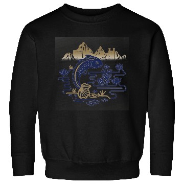 Discover fantasy carp-bird hybrid swimming in a lotus pond Sweatshirts