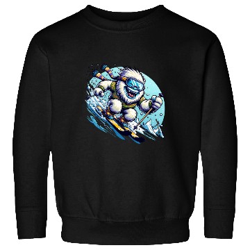 Discover Epic Yeti Ski Adventure Illustration Sweatshirts