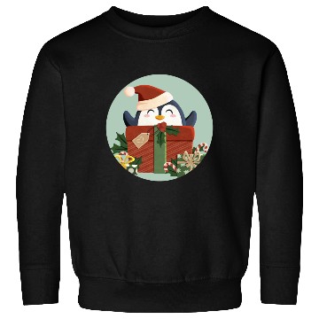 Discover Cute Penguin with Gift and Santa Hat Sweatshirts