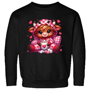 Discover Cute cartoon valentines highland cow Sweatshirts