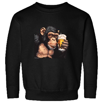 Discover Cute Chimpanzee Drinking Beer 2 Sweatshirts
