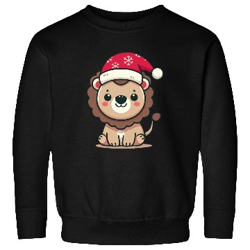 Discover lion cub with christmas hat Sweatshirts