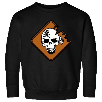 Discover Pirate Shield Skull Skeleton Danger Warning Sign Sweatshirts