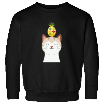 Discover Happy Cat with Pineapple - Tropical Animal Design Sweatshirts