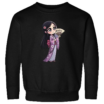Discover Cute Chibi Geisha Anime Inspired Kimono Design Sweatshirts