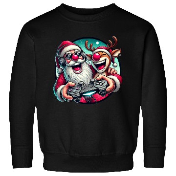 Discover Funny Christmas Duo: Santa & Rudolph Gaming Sweatshirts