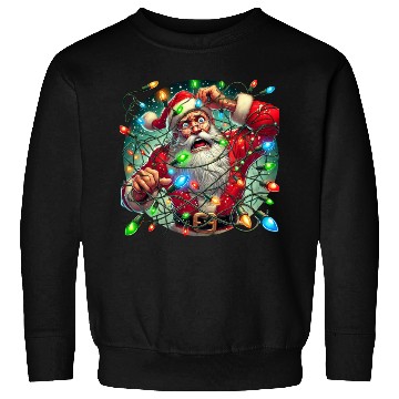 Discover Funny Christmas Santa: Tangled in Lights Sweatshirts