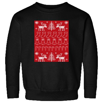 Discover Ugly Christmas Sweater Pattern on Red Background Sweatshirts