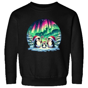 Discover Penguin Family Christmas under the Aurora Sweatshirts