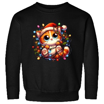 Discover Whimsical Cat’s Christmas Lights Adventure Sweatshirts