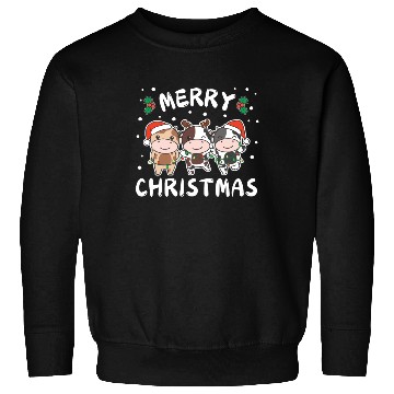 Discover Merry Christmas Cute Cow Festive Lights Cow Sweatshirts