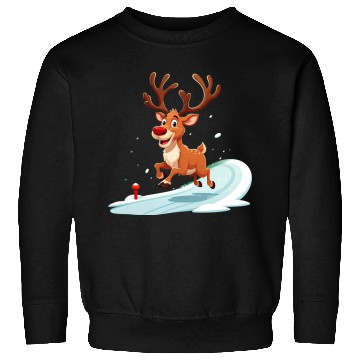 Discover Joyful Reindeer Dashing to Santa's House Sweatshirts