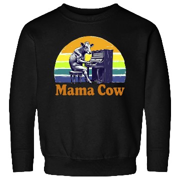 Discover Mama Cow Playing Piano Retro Design Sweatshirts