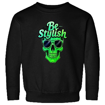 Discover Be Stylish Vibrant Green Skull with Sunglasses Sweatshirts