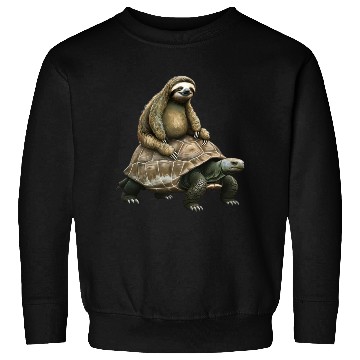 Discover Slow Journey: Sloth on Tortoise's Back Sweatshirts