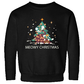 Discover Meowy Christmas Tree Surprise Sweatshirts