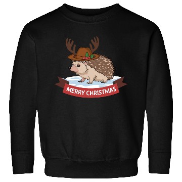Discover Grumpy Hedgehog Merry Christmas Deer Antler Hat Sweatshirts
