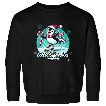 Discover Penguin Ice Skating Christmas Fun Sweatshirts