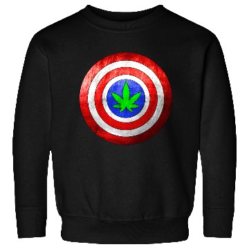 Discover Captain Cannabis Shield Red White Blue and Green Sweatshirts