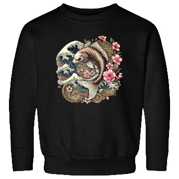 Discover Elegant Koi Fish and Cherry Blossom Design Sweatshirts
