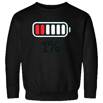 Discover Low Battery Icon with 1% Charge Sweatshirts