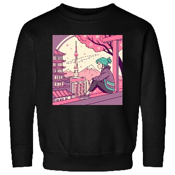 Discover Blossom Breeze: Tokyo Girl Embracing a Tranquil Sweatshirts