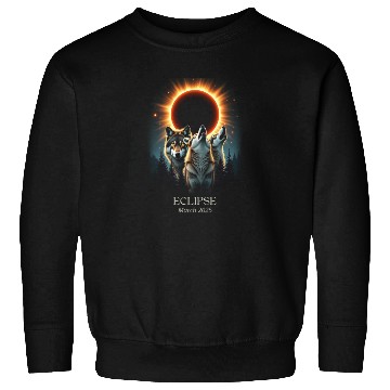 Discover Three Wolves and Solar Eclipse, Forest Wolf Animal Sweatshirts