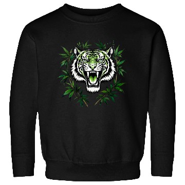 Discover Fierce Green Tiger with Bamboo Branches Sweatshirts