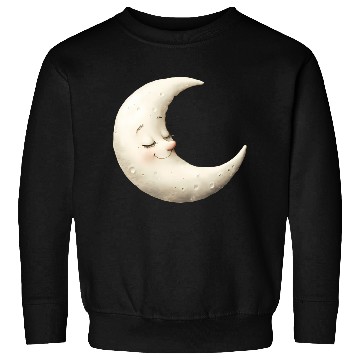 Discover Cute Moon Sleeping Moon with a Smile Sweatshirts