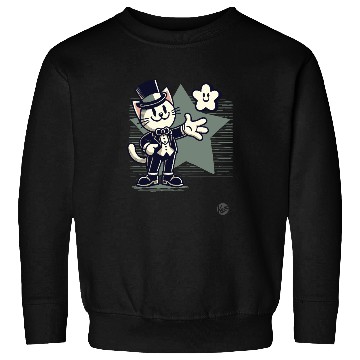Discover Happy Retro Cartoon Cat in Tuxedo with Star Sweatshirts