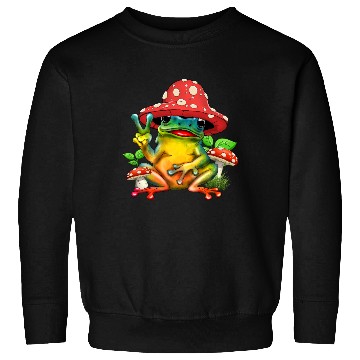 Discover Cottagecore Aesthetic Cute Mushroom Hat Frog Lover Sweatshirts