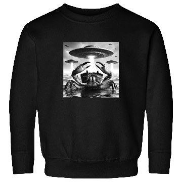 Discover Crab Marine Funny Graphic Selfie with UFOs Weird A Sweatshirts
