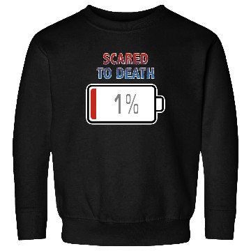 Discover Scared to Death with Battery at 1% Sweatshirts