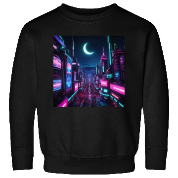 Discover Neon lit city at night Sweatshirts