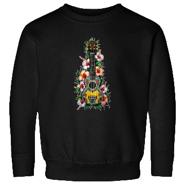 Discover Ukulele with hibiscus flowers AI Sweatshirts