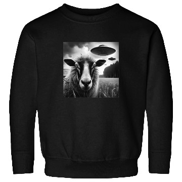 Discover Sheep ram2, lamb Funny Graphic Selfie with UFOs We Sweatshirts