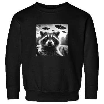 Discover Racoon trash panda Funny Graphic Selfie UFOs Weir Sweatshirts