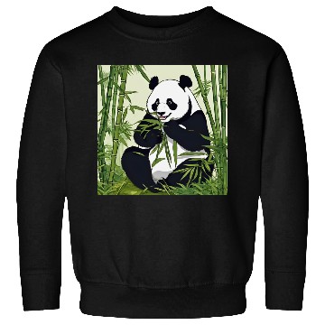Discover Chill Panda Eating Bamboo Cute Relaxed Design Sweatshirts